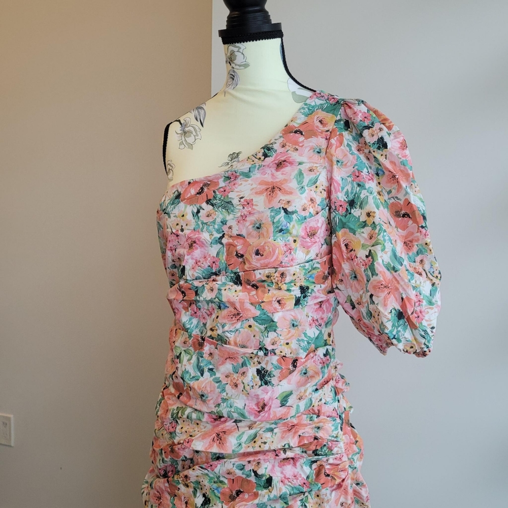 Zara One Shoulder Ruched Mini Dress